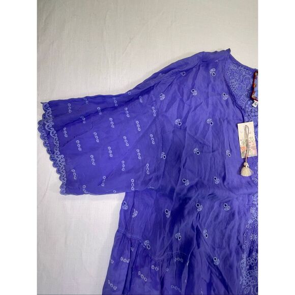 Johnny Was Blue Purple Eyelet Embroidered Floral Berries Hadley Blouse 2X NWT - Picture 3 of 9